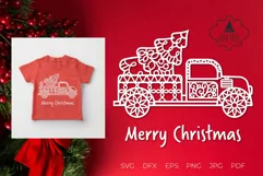 Red truck christmas svg Christmas tree truck svg Product Image 1