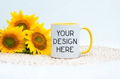 Mug Mockup 11 Oz Blank White Coffee Cup Yellow Handle Product Image 1