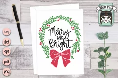 Merry Christmas SIgn SVG, Merry Christmas Wreath Bow SVG Product Image 2