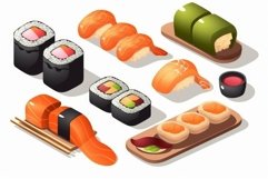 Fresh Sushi roll set plate. Generate Ai Product Image 1