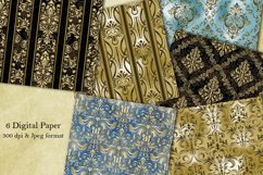 6 Victorian damask seamless pattern. Collection of papers Product Image 1