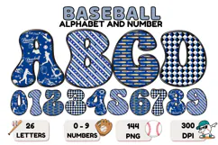 Baseball Sport Alphabet png clipart, baseball letters doodle Product Image 1