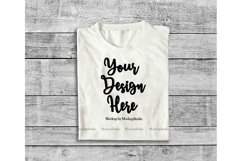 White Folded Tshirt Mock Up, Top View Shirt Flat Lay Display Product Image 1
