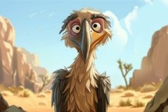 Cartoon vulture in desert landscape Product Image 1
