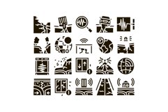 Earthquake Disaster Glyph Set Vector Product Image 1