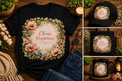 Choose Happiness Floral PNG Sublimation Design Product Image 2