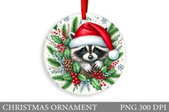 Cute Raccoon Christmas Ornament. Cute Raccoon Sublimation Product Image 1
