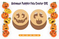 Halloween Pumpkin Face Coaster SVG | Laser Cut Product Image 2