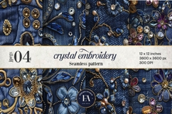 Navy Crystal Embroidery | Luxury Denim Fabric Texture Product Image 1