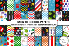Back to School Digital Papers, School Pattern Background Product Image 1