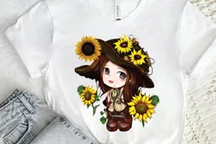 Watercolor Cute Chibi Sunflower PNG Clipart Product Image 2