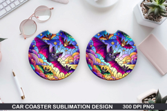 Haunted Bats Car Coaster Sublimation| Halloween Coaster PNG Product Image 1