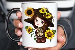 Watercolor Cute Chibi Sunflower PNG Clipart Product Image 3