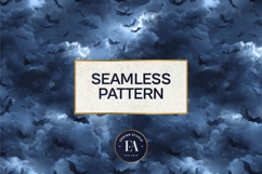 Bats Night Sky Pattern, Dark Gothic Bat Seamless Paper Product Image 3