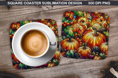 Pumpkin Coaster Sublimation, Halloween Coaster PNG Design Product Image 1