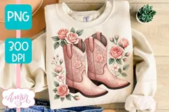 Floral Cowboy boots sublimation PNG, Spring clipart PNG Product Image 3