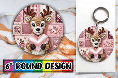 Bright Circle Keychain Design, Valenines Animals Product Image 1