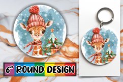 Cute Holiday Animals Round Design Keychain Sublimation Product Image 1