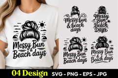 Messy Bun Beach Days SVG PNG Product Image 1