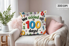 100 days of school Pillow Design, Teacher PNG Sublimation Product Image 1