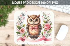 Watercolor Owl Mouse Pad Sublimation - Valentines PNG Product Image 1