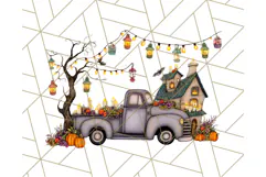Halloween Cottagecore Truck PNG Clipart, Fall Style Clip Art Product Image 3