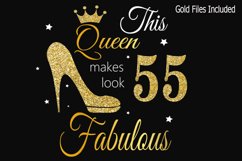 Queen Birthday 55 Svg, Gold glitter 55 Birthday svg, 55 Birt Product Image 1