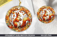 Squirrel Stained Glass Ornament PNG, Sublimation PNG Design Product Image 1