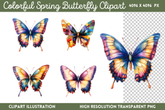 Colorful Spring Butterfly Clipart PNG Product Image 1