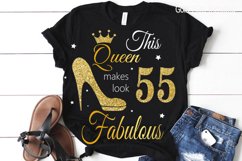 Queen Birthday 55 Svg, Gold glitter 55 Birthday svg, 55 Birt Product Image 3