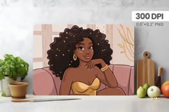 Afro Girl/Woman Melanin braided hair Cutting Board PNG Desig Product Image 1