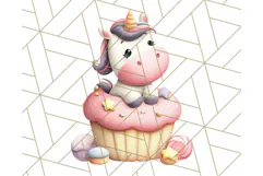 Cute Dessert Unicorn PNG Clipart with Cupcakes & Candies Product Image 3