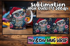 Christmas Owl Embroidery Mug Wrap Winter 11oz 15oz Product Image 1