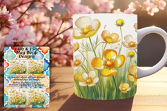 Trendy 15oz Mug Wrap Png Template , Flowers Product Image 1