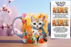 Vibrant Kitty with Flowers Mug Wrap Art Product Image 1