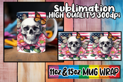 Playful mornings 11oz 15oz sublimation wrap, Skull USA Product Image 1