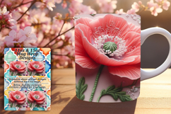Elegant 15oz Mug Wrap Png Artwork , 3D Flower Product Image 1