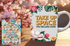 Lovely 15oz Mug Wrap Png Design , Flower Quote Product Image 1