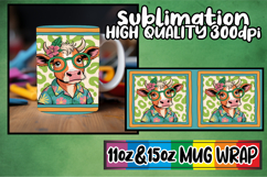 Simply stunning sublimation 11oz 15oz mug wrap, Cute Cow Product Image 1