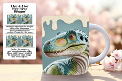 Delightful 15oz Mug Wrap Png Artwork , Cute Dino Product Image 1