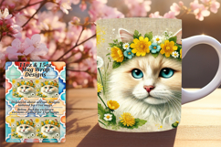 Creative 11oz Mug Wrap Png Design , Cute Cat Product Image 1