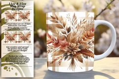 Unique 15oz Mug Wrap Png Design , Autumn Flower Product Image 1
