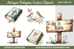 Antique Religiou Easter Clipart Bundle PNG Product Image 2