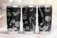 20oz Tumbler laser svg Dragonflies and Water Lilies wrap Product Image 1