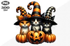 Halloween Cat And Pumpkin Sublimation - Clipart PNG Design Product Image 1