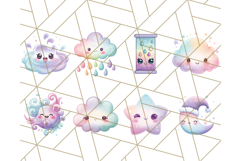 Kawaii Weather Clipart PNG, Cute Pastel Weather Icons Product Image 3