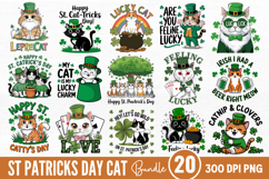 St Patricks Day Cat Sublimation Bundle PNG Product Image 1