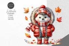 Autumn clipart, Hedgehog clipart, Reading clipart, Product Image 1