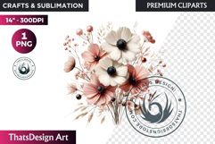 Ethereal Floral arrangements Clipart PNG Rose gold and blush Product Image 1