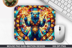 Bear Mouse Pad Sublimation, 4th Of July Mouse Pad PNG Product Image 1